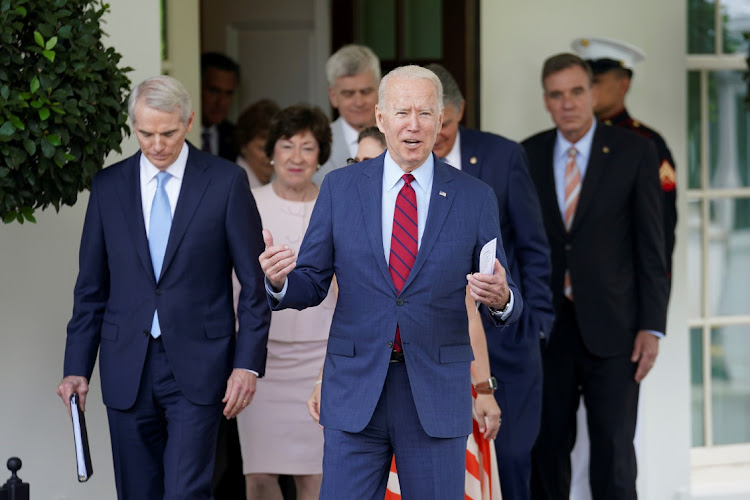 US President Joe Biden exits the West Wing of the White House after meeting senators about the infrastructure bill, in Washington, the US, June 24 2021. Picture: REUTERS/KEVIN LAMARQUE