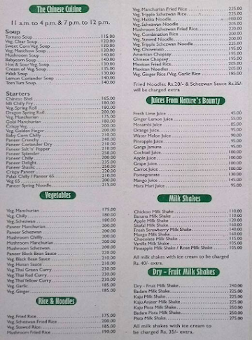 Vidhata Sagar Veg Restaurant menu 