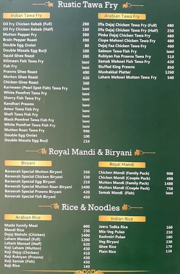 Bareerah Restuarant menu 