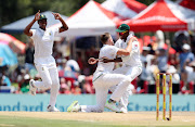 Morne Morkel of South Africa celebrates after catching out Lokesh Rahane of India during the 2018 Sunfoil Test Series match between South Africa and India at SuperSport Park, Centurion South Africa on 14 January 2018.