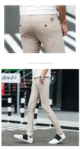 Title 4, Slim straight cotton trousers