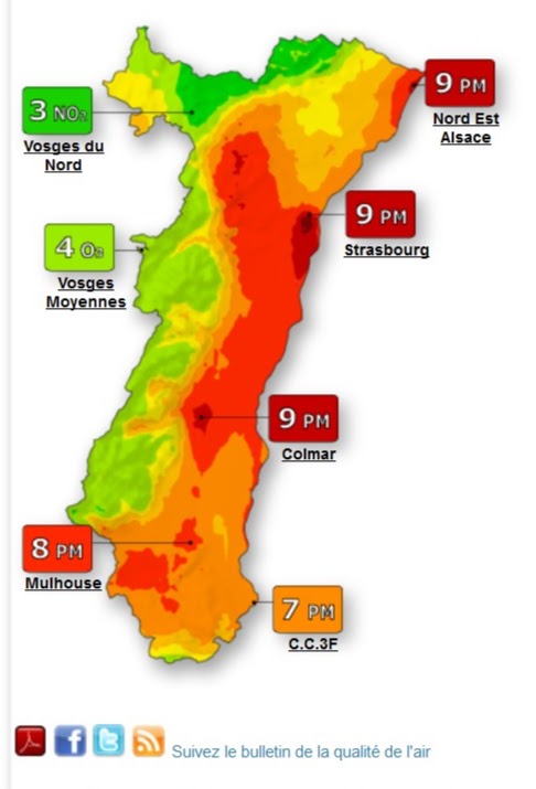 L'air en Alsace le 23 janvier 2017