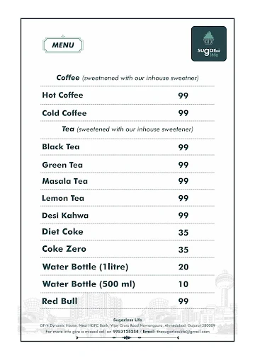 Sugarless Life menu 