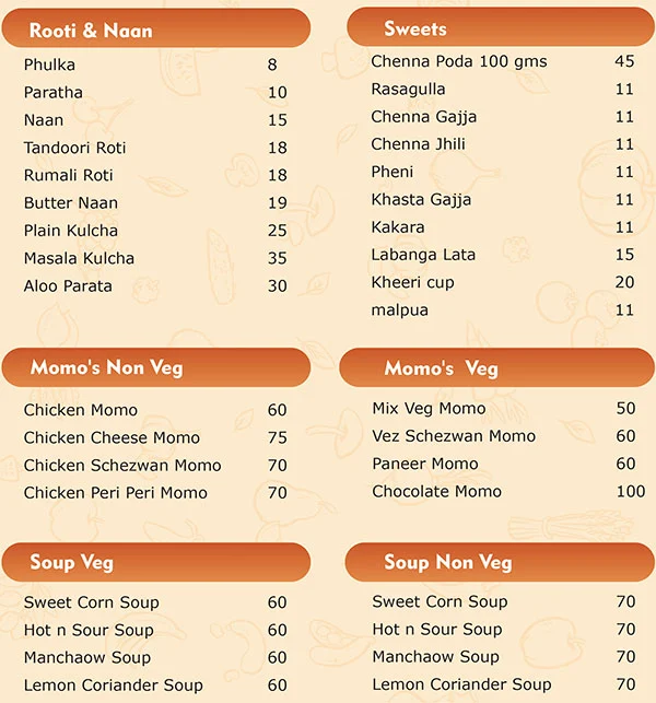 Kalinga's Kitchen menu 