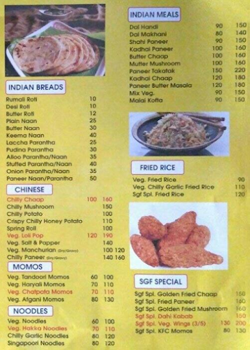 SGF - Spice Grill Flame menu 