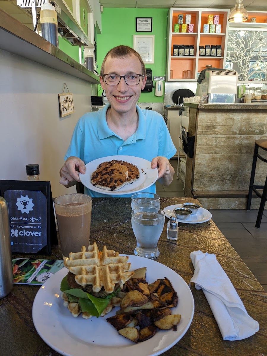 Pancakes and sprouted lentil burger