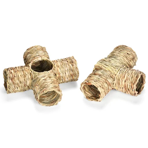 Rabbit Grass House Bunny Tunnel Tube Nest Straw Woven Chew Toys for Hamster