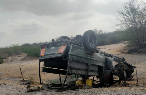 The police vehicle that ran over an IED in Garissa.