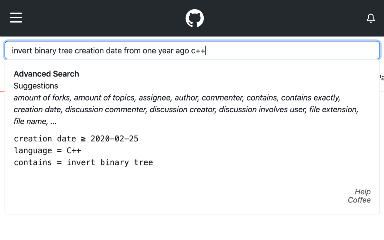 Natural Advanced Search for GitHub Preview image 4