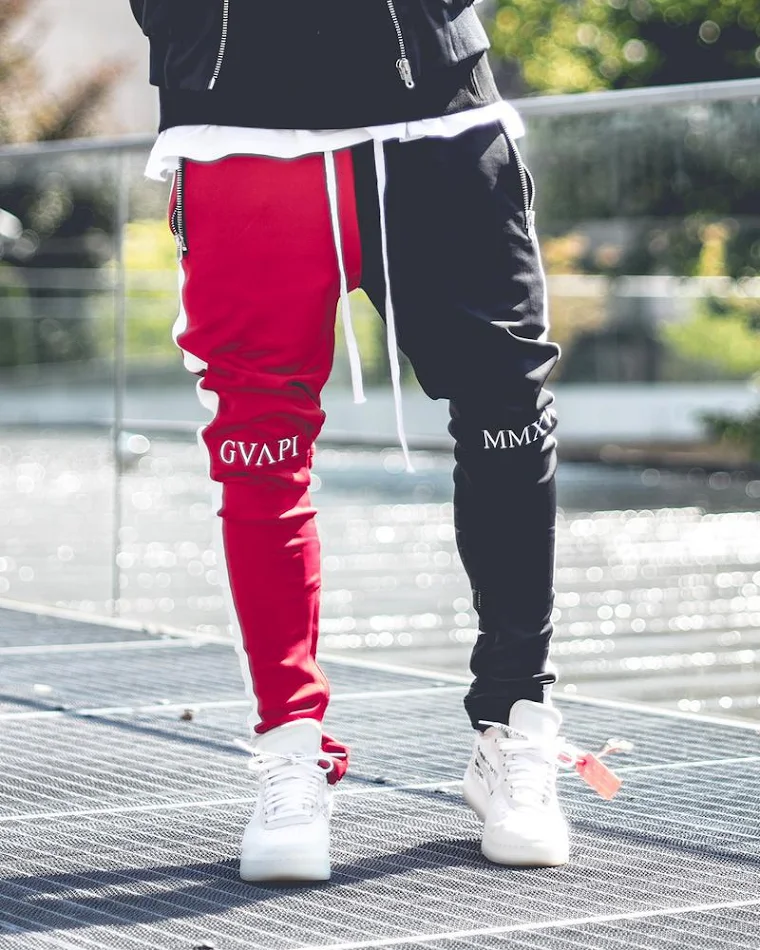 Pure Cotton Stitching Stretch Slim Fitness Pants