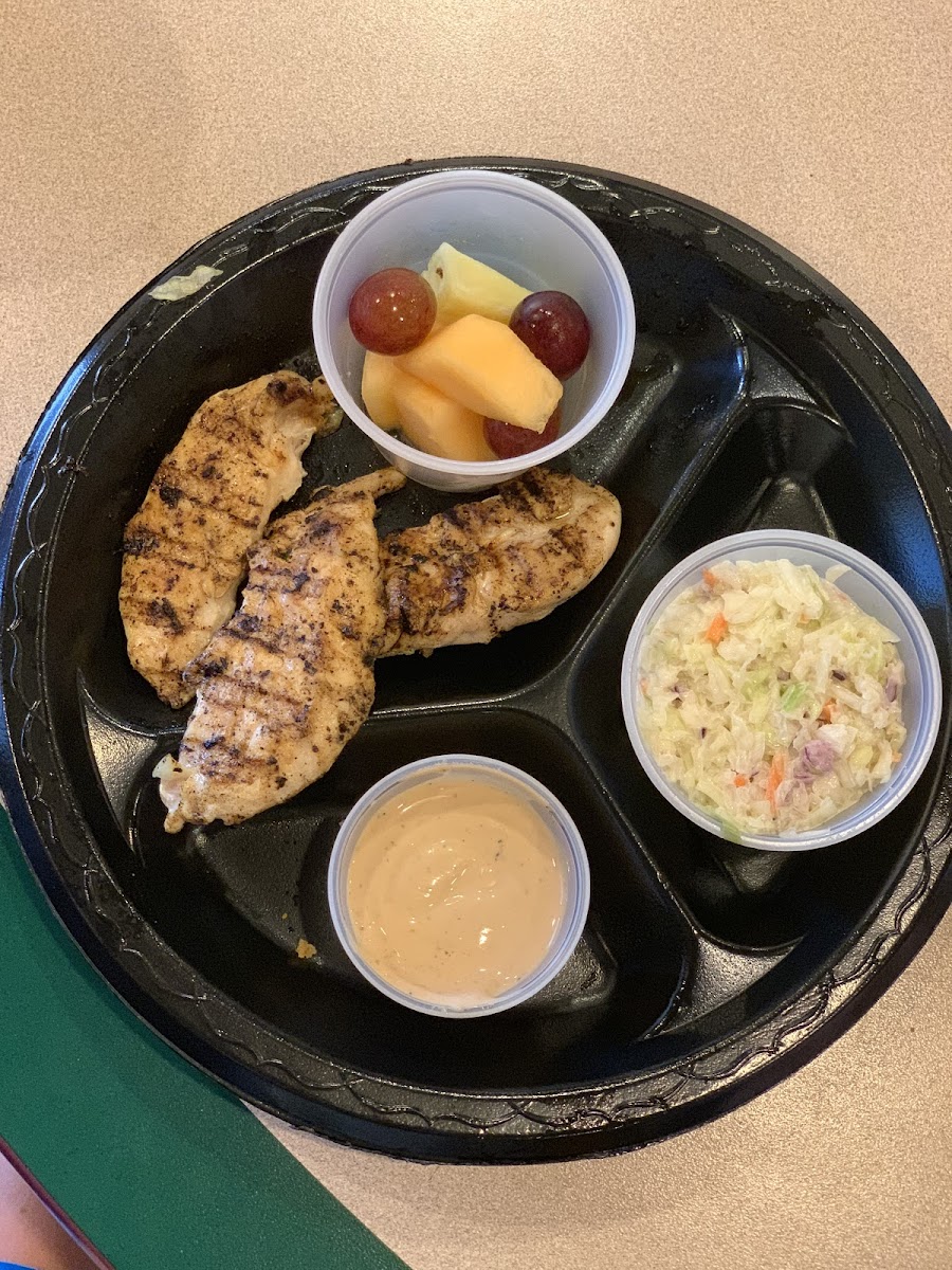 grilled chicken, slaw and freah fruit