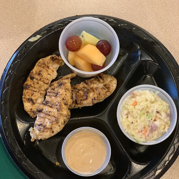 grilled chicken, slaw and freah fruit