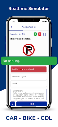 Screenshot Delaware DMV Permit Practice
