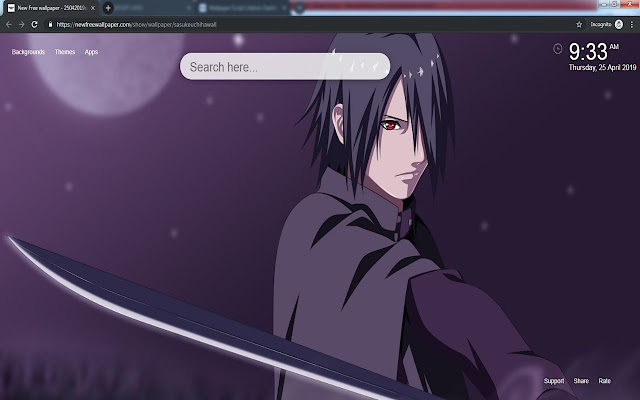 Sasuke Uchiha HD Wallpapers New Tab Theme