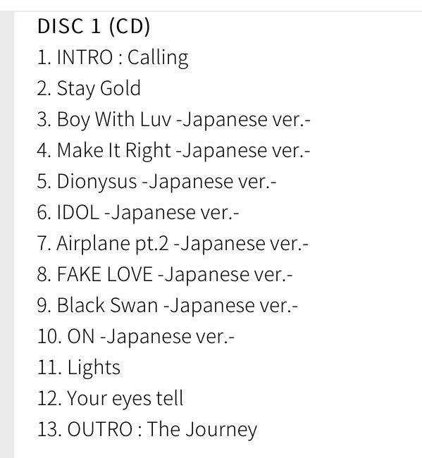 BTS New Album Tracklist 1