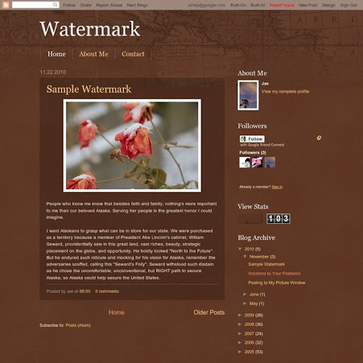 tema blog yang ada di Blogger.com dari keluarga Watermark