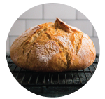 loaf of bread on a wire rack