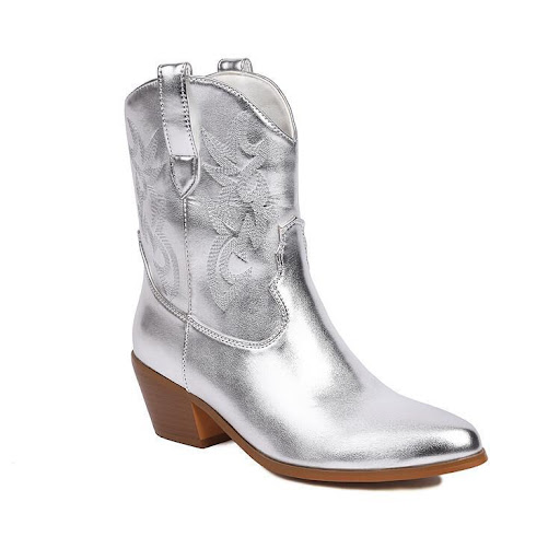 Title 16, Mirror Patent Leather Embroidery Knee-high Boot...