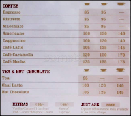 Costa Coffee menu 1