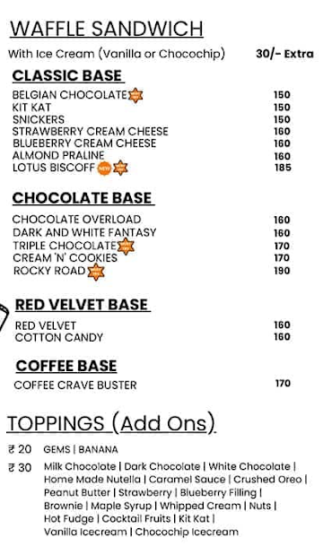 The Belgian Waffle Co menu 