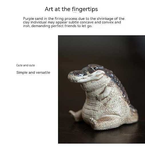 Title 5, Handmade Purple Sand Tea Pet Crocodile Ornament...