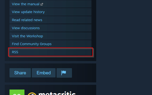 RSS Link for Steam Product Pages chrome extension