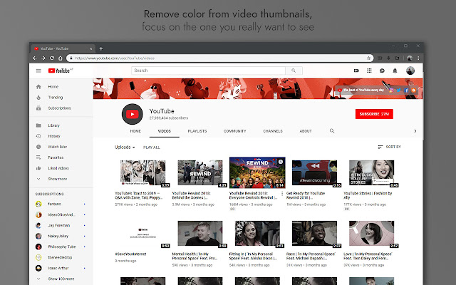 GreyTube - distraction free YouTube chrome extension