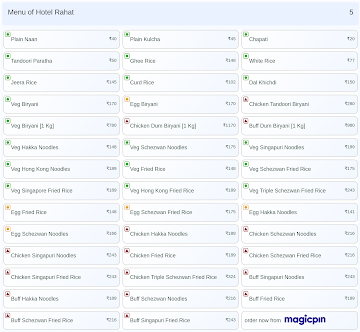 Hotel Rahat menu 
