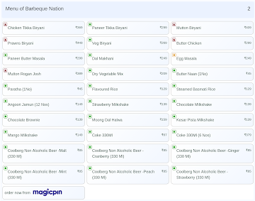 Barbeque Nation menu 