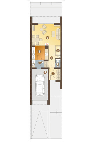 Eco 4 z garażem 1-st. szeregówka A-SZ - Rzut parteru