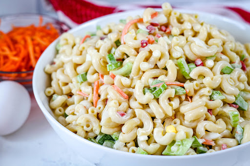 Jan's Macaroni Salad ready to serve.