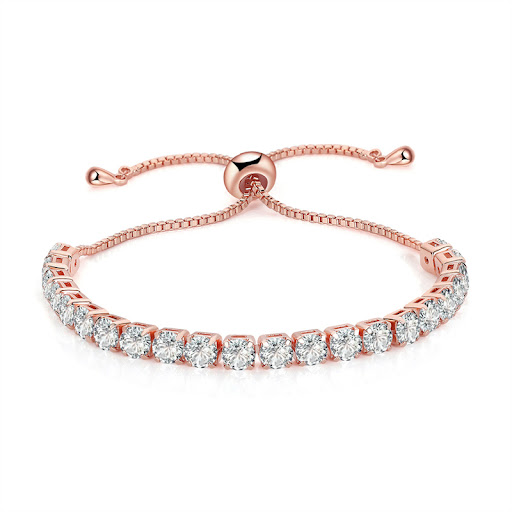 Title 4, Adjustable Round Zircon Single Row Full Drill C...