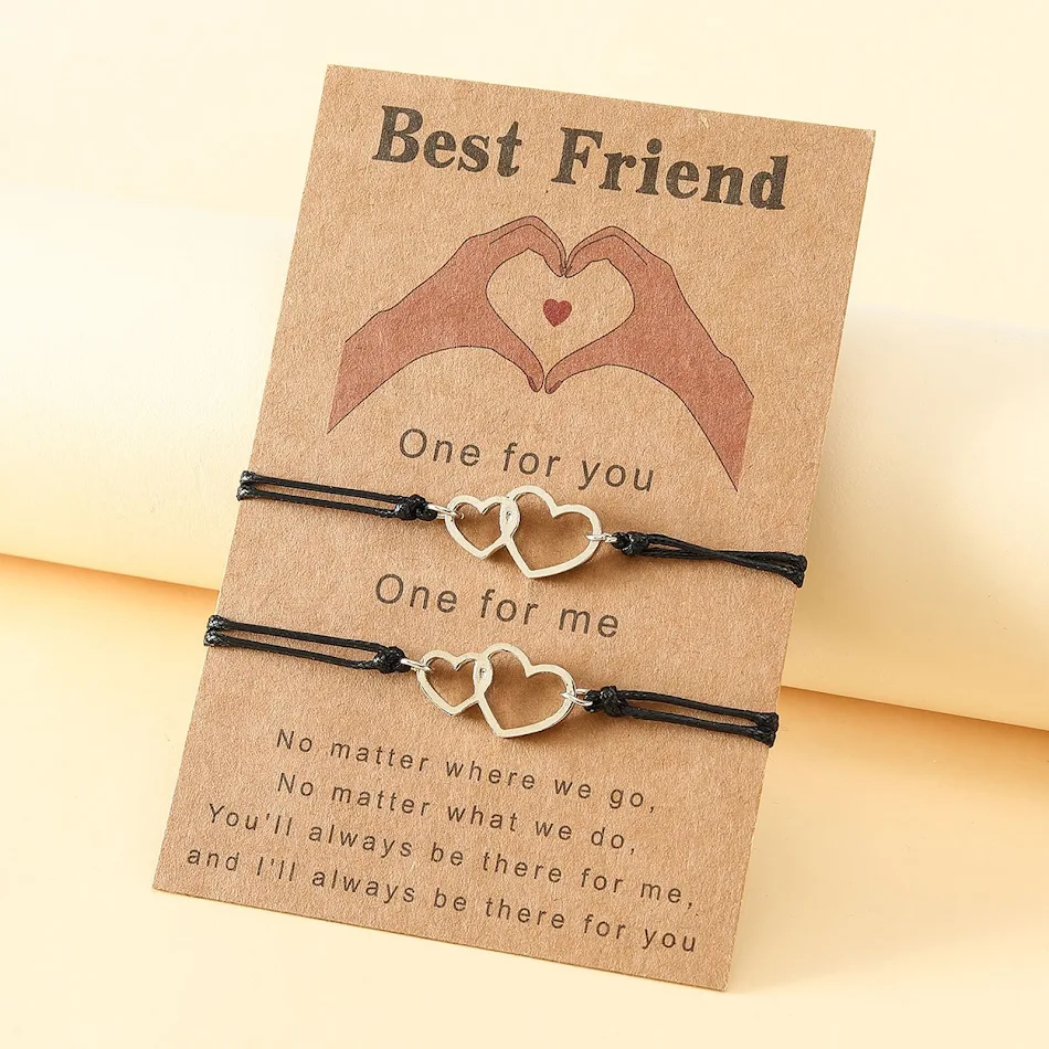 Bracelet fait à la main Alloy Love Good Friend Card Le cadeau idéal pour une amitié précieuse. Exprime l'affection et renforce les liens amicaux.