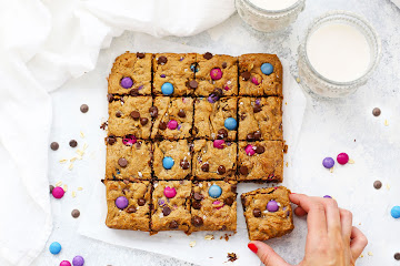Flourless Monster Cookie Bars (Gluten Free, Dairy Free)