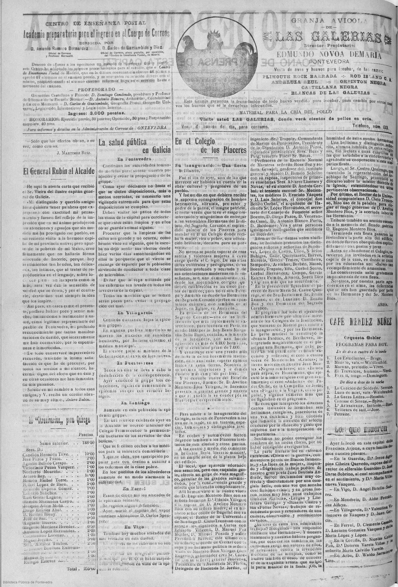 Periódico Diario de Pontevedra 7 octubre 1918