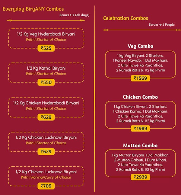 Biryani By Kilo menu 