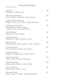 The Burger Factory menu 3