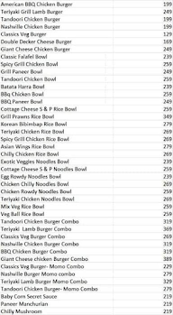 Rice Noodles menu 1