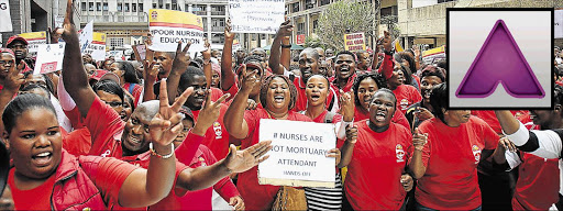 TAKING FIRM STAND: Eastern Cape’s Denosa members march to Bhisho to hand over their memorandum to the Health MEC Phumza Dyantyi demanding improvements in health services l To watch a video of this report, see instructions on page 2 Picture: SIBONGILE NGALWA