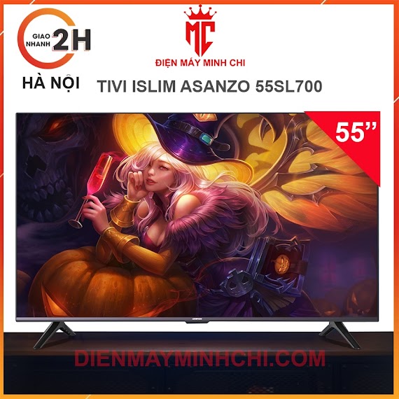 Smart Tivi Islim Asanzo 55 Inch 4K Model 55U71 Android 10.0 Bản Quyền