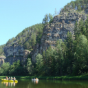 Rocky mountains and green trees