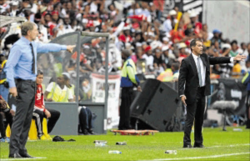 OFF THE HOOK: Stuart Baxter and Roger de Sa during the recent Soweto derby PHoto: Gallo Images/Duif du Toit