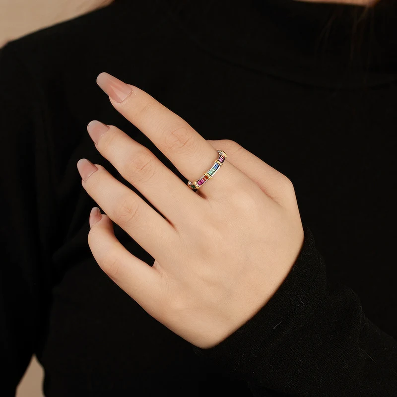 925 Sterling Zilver Regenboog Kruis Ring Dopamine Aanpassing. Verbeter de stemming, optimaliseer geluk en emotionele balans.