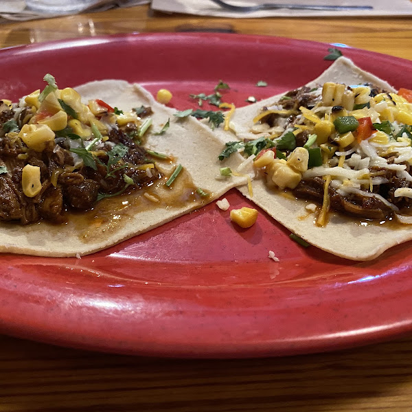 They are small but VERY good! Highly recommend them as they make their corn tortillas right on premise. These are chicken tacos & very tasty!