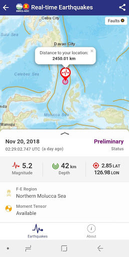 Screenshot BMKG Real-time Earthquakes