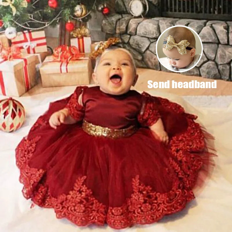Robe de cérémonie pour petite fille d'un an, tenue de demoiselle d'honneur, motif floral délicat, confortable et élégante, parfaite pour votre bébé.