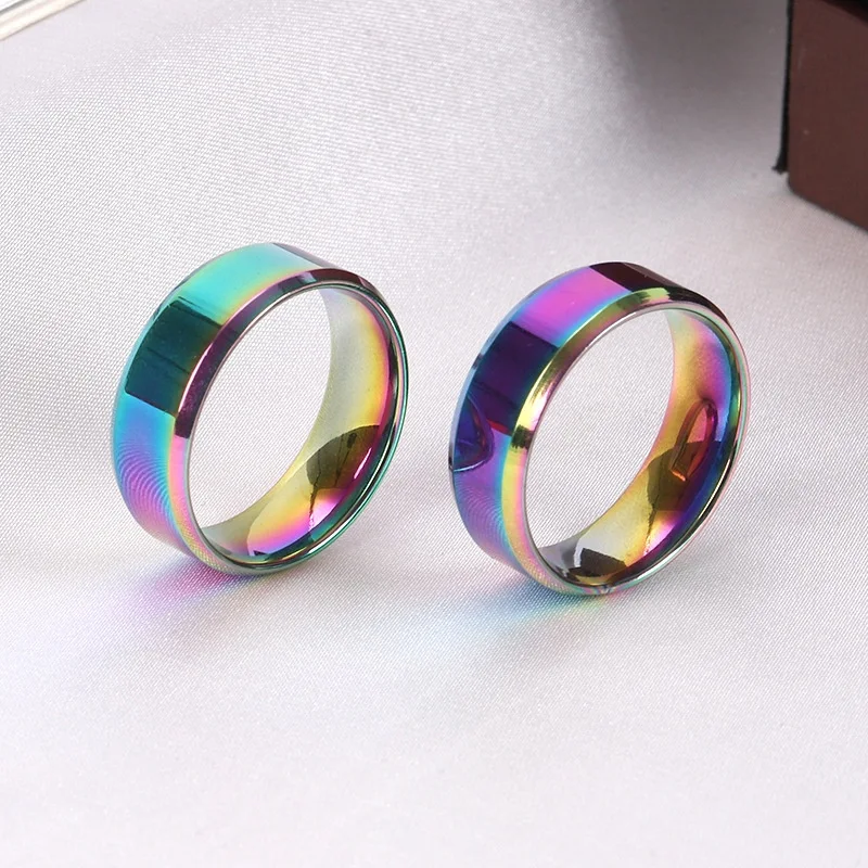 Personalisierter Bevel Bright Titan Stahlring Einzigartiger Schmuck für Ihn und Sie Graviertes Geschenk Ehering Individuell