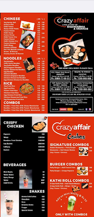 Crazy Affair menu 1