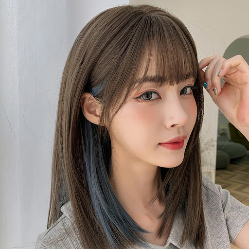 Title 2, Long Straight Hair Wig Gradient Color Full Top ...