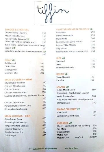 Tiffin menu 